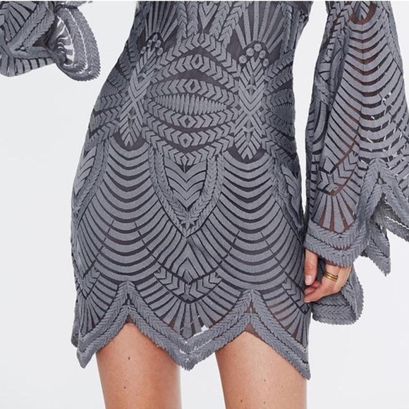 🆕Jen’s Pirate Booty x FP ‘Narcissus’ Gray Bell Sleeve Dress - Picture 3 of 12